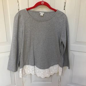 J. by J. Crew Gray Top w/ Eyelet Detail